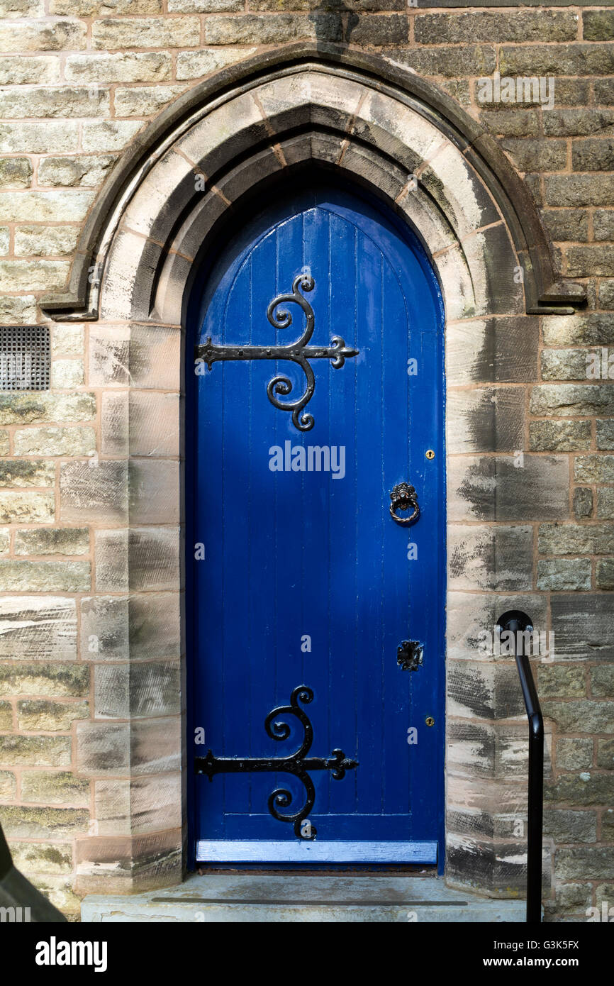 Blue priest`s door, Christ Church, Newburgh, Lancashire, England, UK Stock Photo Alamy